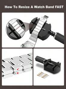 1PC Watch Band Remover Tool, Watch Chain Link Removal Tool, Watch Band Adjustment Pin Remover, Metal Watch Chain Shortener, Watch Pin Removal And Installation Tool, Wristwatch Band Length Adjustment Repair Tool, Home Watch Repair Accessory - Black - View 4