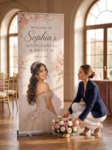 1pc Customized Birthday Welcome Sign, Birthday Party Banner, Event Backdrop, Suitable For Christmas Party, Birthday Party, Wedding Welcome, Prom And Brand Banquet, Best Gift For Family And Friends - Multicolor - View 3