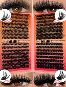 Large Capacity Eyelash Book: 608/640 Pcs D Curl (10D-100D, 9-16mm) Natural/Dense/Fluffy False Eyelashes, DIY Eyelash Extensions Kit For Beginners, Daily Wear, Weddings, Parties, Christmas & Music Festivals, Lash Clusters, Individual Lashes - D - View 8