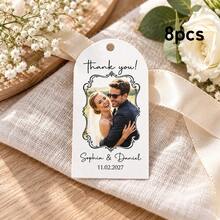 8/16/24pc Personalized Photo Wedding Favor Tags, Custom Thank You Gift Tags For Bridal Showers, Candy Bags And Wedding Guest Favors, Bulk Party Favors - Multicolor - View 20