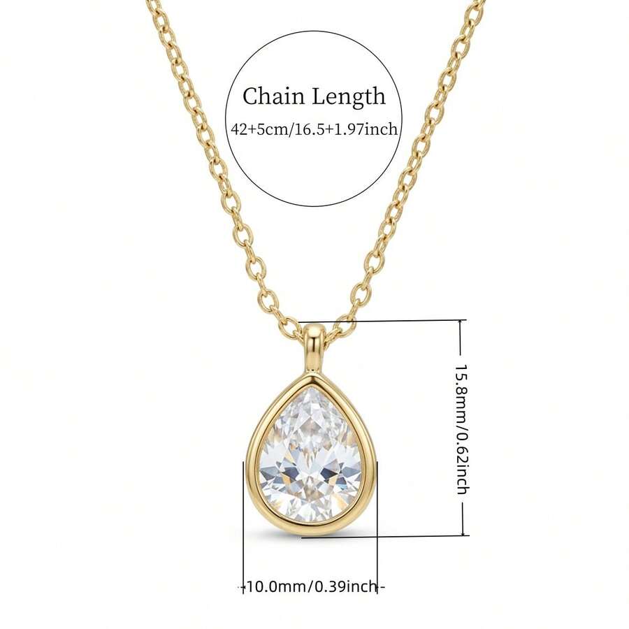 Kalung Wanita Minimalis Elegan Berlapis Emas Tembaga dengan Hiasan Zirkonia dan Rantai yang Dapat Diatur, Gaya Komuter Serbaguna