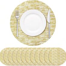20/30/50/100pcs Disposable Table Mats, Thin Round 13-Inch Gold Striped, Suitable For Wedding, Birthday Party, Dining Table And Holiday Home Decor Placemats - Gold - View 7