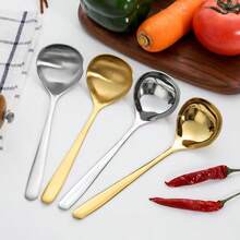  2/4qcsGold Stainless Steel Soup Spoon, Long Handle Deep Bowl Dinner Spoon, Luxury Large Serving Spoon For Home Kitchen Restaurant - Multicolor - View 2