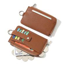 Dompet Kartu Gantungan Kunci Wanita, Dompet Rantai Kunci, Tempat Kartu PU Bertekstur, Tali Jepit, Banyak Slot Kartu, Kantong Koin Resleting, Dompet Mini Kompak - MultiWarna - View 3