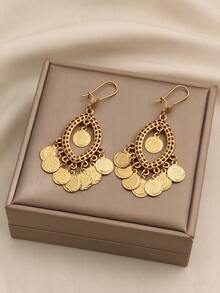 A Bohemian Middle Eastern Retro Coin Peacock Earring Tassel Earring Earring Accessory - Style 1 - View 1