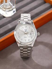 RICECGO 1pc Classic Men's Quartz Watch Suitable For Business Meetings, Gift, Includes Box! - Silver - View 10