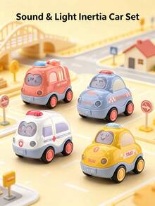 City Sound & Light Inertia Toy Car - Mini Musical Car, Early Education Push Toy For Toddlers, Suitable For Boys And Girls - Multicolor - View 2