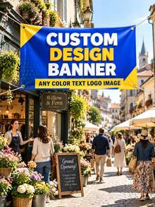 1pc Personalized Vinyl Banner, Custom Text/Logo/Image, Indoor/Outdoor Use, Custom Business Advertising & Birthday Banner, Waterproof Indoor/Outdoor Signage, Full Color Custom Text & Logo, Suitable For Weddings, Birthdays, Holidays, Etc. - Multicolor - View 4