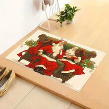 1 buah Karpet Natal Terlaris Baru - Dekorasi Harian - Dekorasi Liburan - Natal - Motif Santa Claus Duduk di Sofa, Cocok untuk Ruang Tamu, Kamar Tidur, Dalam Ruangan - Dapat Dicuci dengan Mesin - Bahan Flanel, Tekstur Lembut, Ramah Kulit, Tidak Berbulu, Mudah Perawatan, Tidak Berbau - Sempurna untuk Dekorasi Rumah, Dekorasi Ruangan, Karpet Ruang Tamu, Karpet Kamar Tidur, Karpet Kamar Mandi, Karpet Dapur, Karpet Area, Dekorasi Hotel - Karpet Area, Dapat Digunakan Sepanjang Musim - MultiWarna - View 2