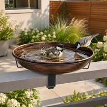 31cm Metal Hanging Bird Bath Bowl For Balcony Railing - Bath - View 2