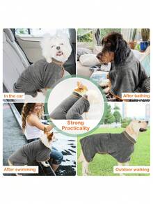 1pc Pet Absorbent Bathrobe, Dog & Cat Bath Towel, Pet Supplies, Adjustable Soft Bath Towel - Multicolor - View 7