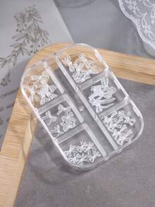 Transparent Soft Carved Bow Nail Art Charms, Boxed Mixed Style 3D Transparent Nail Decorations, Suitable For Press-On And Natural Nails DIY Nail Accessories - White - View 5
