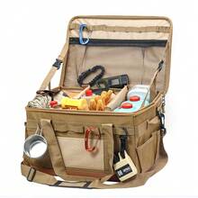 PSKOOK 1pc 30L Extra Large Camping Storage Bag, Collapsible Cooking Box Organizer With 3 Adjustable Dividers, Waterproof Bottom, Heavy Duty, Bag Only, No Backpack Accessories Included - Multicolor - View 6