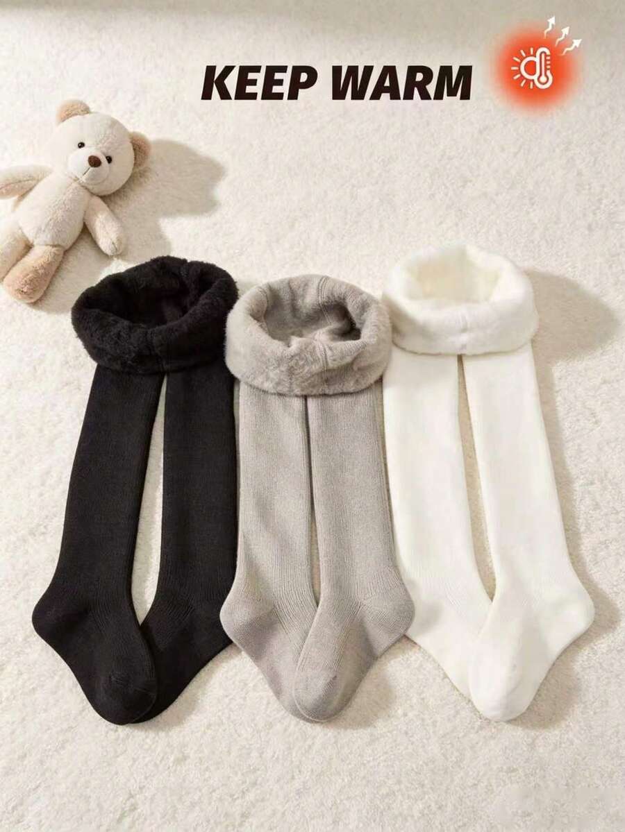 [Autumn/Winter] 1/3 Pairs Girls/Baby/Toddler Socks, Classic Retro Solid ...