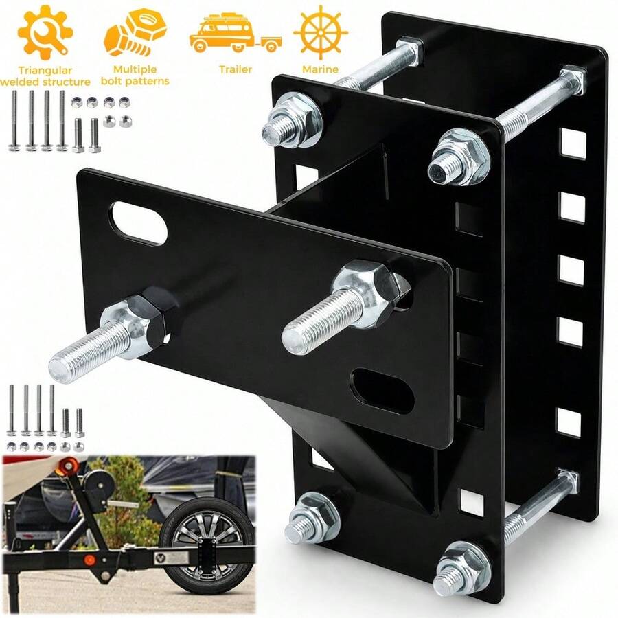 1 PC Spare Tire Carrier Mount Holder For Trailer Boat Trailer 180lbs Load Capacity Triangular Welded Structure 4-6 Inch Bolt Spacing No Drilling Heavy Duty Utility - A - View 1