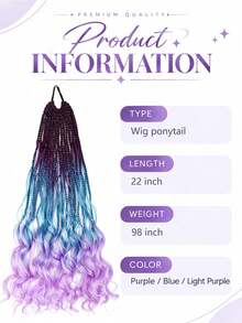 Color Gradient Braided Ponytail Hair Piece, Curly Wavy Ends Clip‑In Ponytail Extension For Women Party Daily Wear - Multicolor - View 4