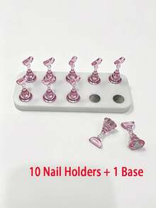Nail Art Display Stand Set, Includes 10 Multicolor Bases And 1 Base, Professional Fake Nail Practice Board And Salon Storage Box, Suitable For Beginners - Multicolor - View 9