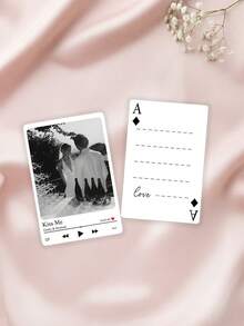 1pc Personalized Photo & Text Wedding Playing Cards, Custom Name & Wedding Date Printed Poker, Groom & Bride Newlyweds, Guest Party Favor - Multicolor - View 16