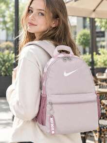 Nike Backpack For Men And Women: YNK BRSLA JDI MINI BKPK, Children's School/Commuting Backpack, Travel/Playing Portable Comfortable Simple Bag DR6091-019 - White/Grayish-purple-red/Silver-grayish-purple - View 1