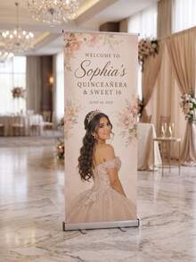 1pc Customized Birthday Welcome Sign, Birthday Party Banner, Event Backdrop, Suitable For Christmas Party, Birthday Party, Wedding Welcome, Prom And Brand Banquet, Best Gift For Family And Friends - Multicolor - View 4