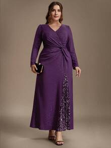 EVERPRETTY Sexy Purple Bodycon Dress With Regular/Straight Sleeves, Suitable For Wedding Guests - Purple - View 6