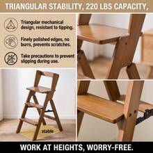 Bamboo 3-Step Stool, Hidden Pull-Out Steps, 2-In-1 Chair & Ladder, Foldable Storage, Anti-Slip Treads, Multi-Purpose Step Stool For Home - A - View 4