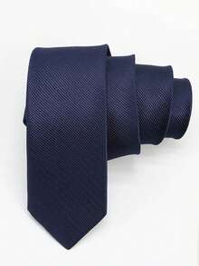 1pc Men's Solid Color Knotless Elastic Necktie, Classic Plain, Durable, Versatile, Fashion Casual Men's Necktie - Wine-red Fine Lines - View 1