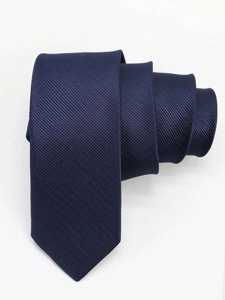 1pc Men's Solid Color Knotless Elastic Necktie, Classic Plain, Durable, Versatile, Fashion Casual Men's Necktie - Wine-red Fine Lines - View 1