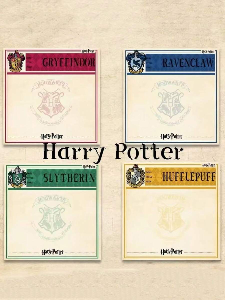 Warner Bros Harry Potter School Badge Sticky Notes, Vintage Ins Style Memo Notepad, Student Study Notebook Sticky Notes, Self-Adhesive Memo Labels - one-size - View 1