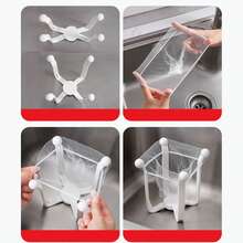 1set-Kitchen Sink Drain Rack Filter Mesh Storage Rack, Trash Filter Strainer, Leftover Food & Miscellaneous Items Storage Strainer, White Plastic Bracket/Metal Bracket + 50 Filter Mesh, Anti-Clogging & Anti-Odor. Home & Living Storage & Organization, Kitchen Storage & Organization, Kitchen Storage Rack. - Multicolor - View 9