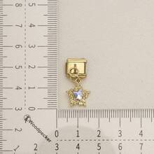 1 pieza Colgante de pulsera modular italiana en tono dorado, colgante de corazón, estrella, lazo, cruz, gato, mano, accesorio de joyería DIY para pulsera de módulo de 9mm - Lazo de corazón modular dorado - Ver 23