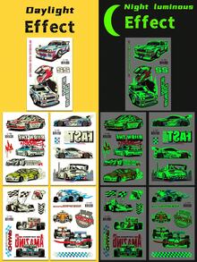 zillor 10 Sheets Luminous Racing Cars Temporary Tattoos, Glow In The Dark Speed Racing Cars Go-Kart Pattern, Racing Competition Party Decorations, Birthday Party Party Favor, Christmas Eve Gifts, Stocking Stuffer, Goodie Bag Fillers - Multicolor - View 12