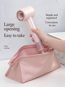 Portable Hair Dryer Storage Bag With Wrist Strap, Travel Hair Tool Zipper Pouch, Lightweight Toiletry Bag, Suitable For Curling Iron, Hair Straightener, Daily Travel Essentials - Multicolor - View 2