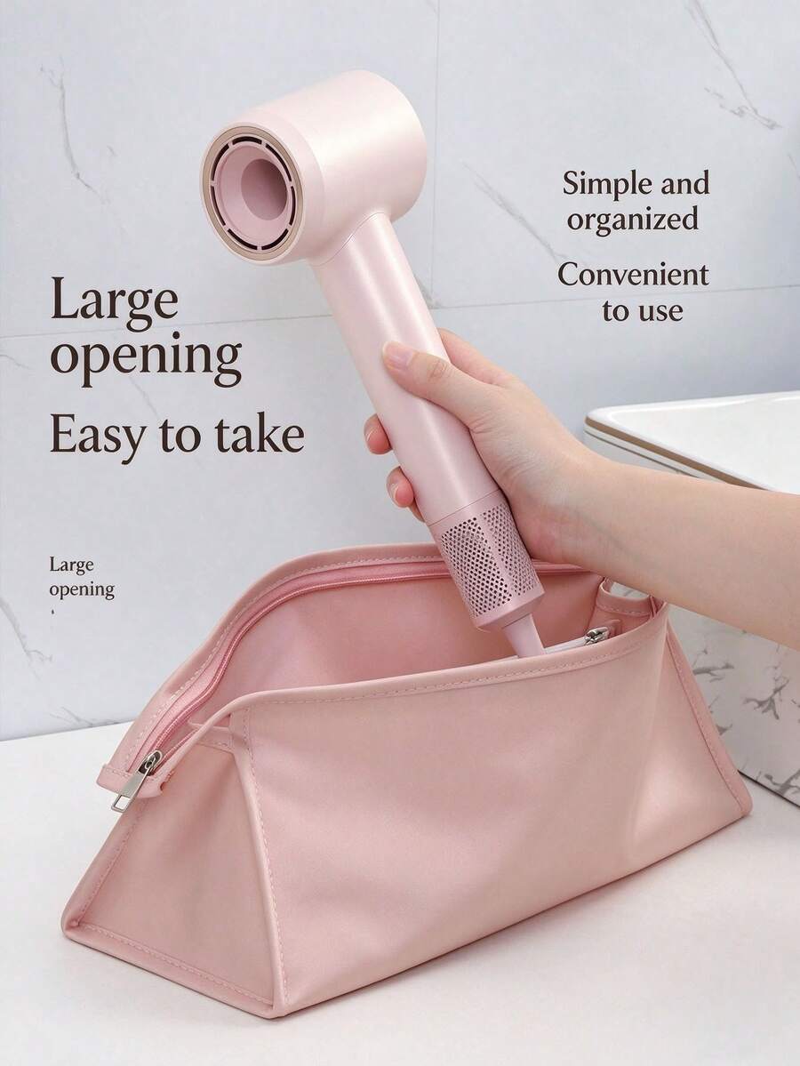 Portable Hair Dryer Storage Bag With Wrist Strap, Travel Hair Tool Zipper Pouch, Lightweight Toiletry Bag, Suitable For Curling Iron, Hair Straightener, Daily Travel Essentials