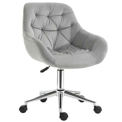 aosom Vinsetto Scaun de birou ergonomic rotativ cu înălțime reglabilă și roți, tapițerie din catifea, 59 x 58 x 80-90 cm, gri