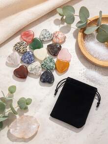 QYDCX 5/10/15 Pcs 30mm Random Natural Heart Crystals Polished Tumbled Stone Mixed Gemstone Heart Palm Pocket Stones Bulk For Gift Home Decoration DIY - Multicolor - View 7