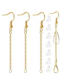 6pcs Color-Preserving Stainless Steel Tassel Ear Hooks With Tassel Pierced Earring Accessories, For DIY Handmade Earring Making, DIY Ear Hooks And Earring Accessories - Earphone - View 1