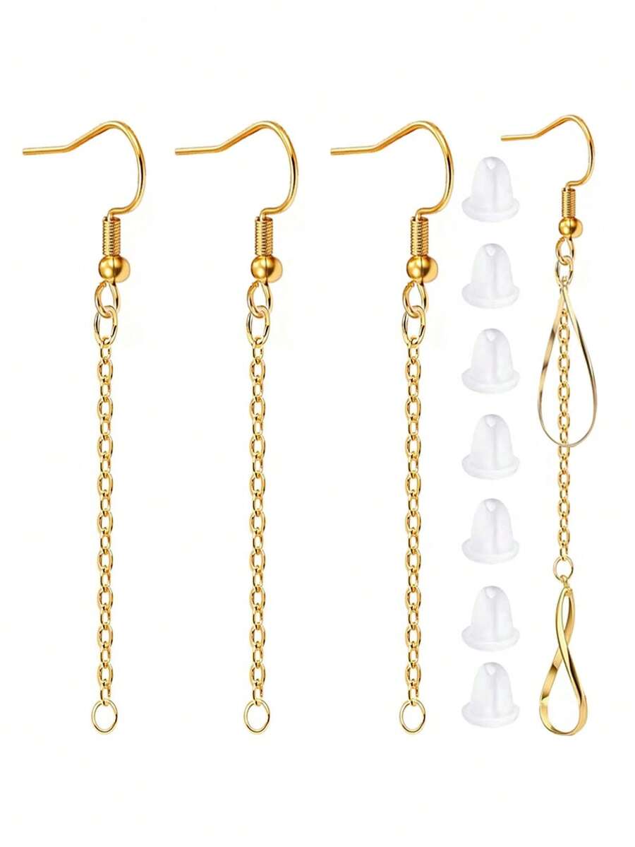 6pcs Color-Preserving Stainless Steel Tassel Ear Hooks With Tassel Pierced Earring Accessories, For DIY Handmade Earring Making, DIY Ear Hooks And Earring Accessories - Earphone - View 1