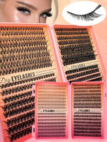 Large Capacity Eyelash Book: 608/640 Pcs D Curl (10D-100D, 9-16mm) Natural/Dense/Fluffy False Eyelashes, DIY Eyelash Extensions Kit For Beginners, Daily Wear, Weddings, Parties, Christmas & Music Festivals, Lash Clusters, Individual Lashes - D - View 7