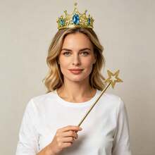 4pcs Gold Star Magic Wand & Crown Set, Festival Party Costume Accessories, Stage Theme Photography Decoration Props - Gold - View 9