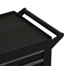 7-Drawer Rolling Chest On Wheels, Lockable Cabinet With Side Handle, Metal Box Trolley Garage, Workshop, Matte Black - Black + Steel - View 7