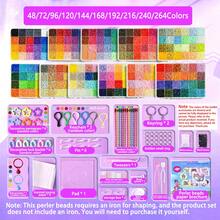 48/72/96/120/144/168/192/216/240/264色 Perler 熔珠工具套組 2.6mm迷你熔珠手工套組 多種工具適用藝術創作 初學者與成人放鬆手工禮物 房間裝飾熔珠材料 - 拼豆套裝 - 查看 8