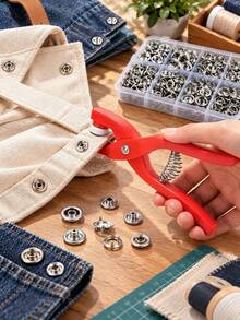 100/50/1pc 5-Claw Metal Snap Fastener Kit With Installation Pliers, Metal Snaps And Storage Box, Practical Hand Press Tool For DIY Clothing, Bags, Leather Sewing Crafts, Simple Operation Handmade Accessory, Great Gift For DIY Handicraft Lovers - Diverse - View 2