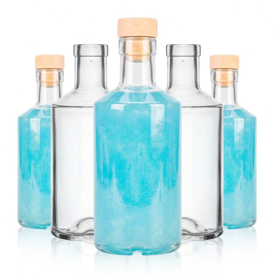 Superbutelki Clear Glass Bottle 500ml/750ml With Synthetic Mushroom Stopper, Reusable Decorative Bottle For Liquid Storage, Home Bar, DIY Gifts, Events, Labels & Personalized Projects - View 1