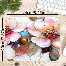 1 buah Alas Mouse Motif Bunga Kaca Patri Besar, Alas Meja Mewah Bergambar Bunga Berwarna-warni dengan Garis Emas, Alas Keyboard Gaming Anti Selip - View 16