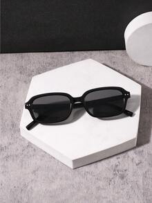 1 PC Men's Lightweight Black Frame Square Fashion Glasses PC Material Solid Color Lens Casual Style For Driving Casual Outing With Glasses Box - Multicolor - View 6