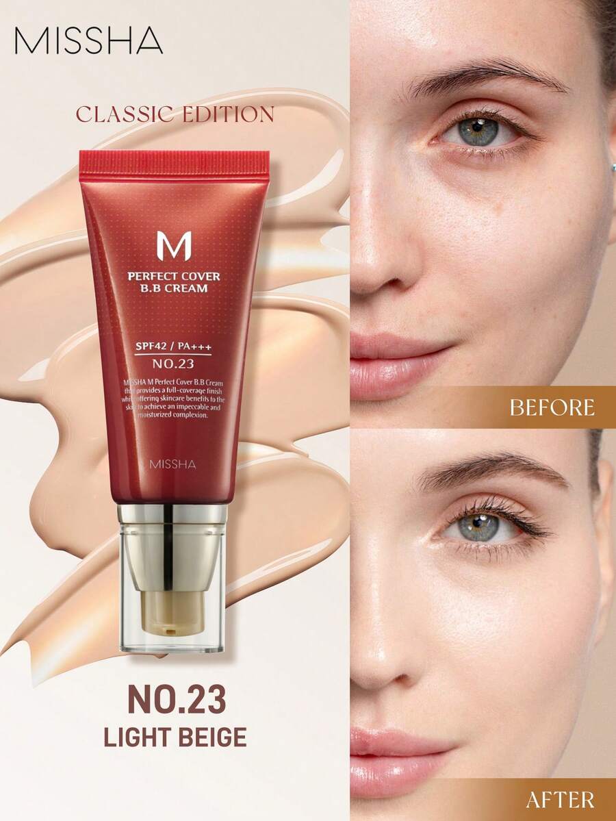 كريم MISSHA المنير لتحسين البشرة والتشكيل، كونسيلر طويل الأمد، مرطب، مقاوم للماء ومضبط للزيوت، 50 مل / 1.76 أونصة