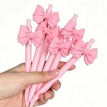 24pcs Pink Bow Retractable Ballpoint Pens, Black Ink Smooth Writing Stationery, Office Supplies, Back To School, Party Favors - Multicolor - View 5