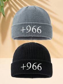 MAKEFGE 1件中性款多色+996數字圖案刺繡黑白配色均碼薄款針織冷帽，裝飾性戶外休閒時尚配件，適合日常穿著，秋冬款 - B - 查看 26