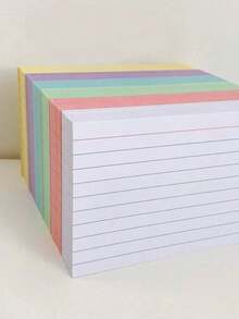 1/3/6pcs Pink Lined Index Cards, Flashcards For College Study, Suitable For School, University, Office And Home Organization, Durable Learning To-Do List Memo Cards With Grid Lines, School Supplies, Random Style - Multicolor - View 3